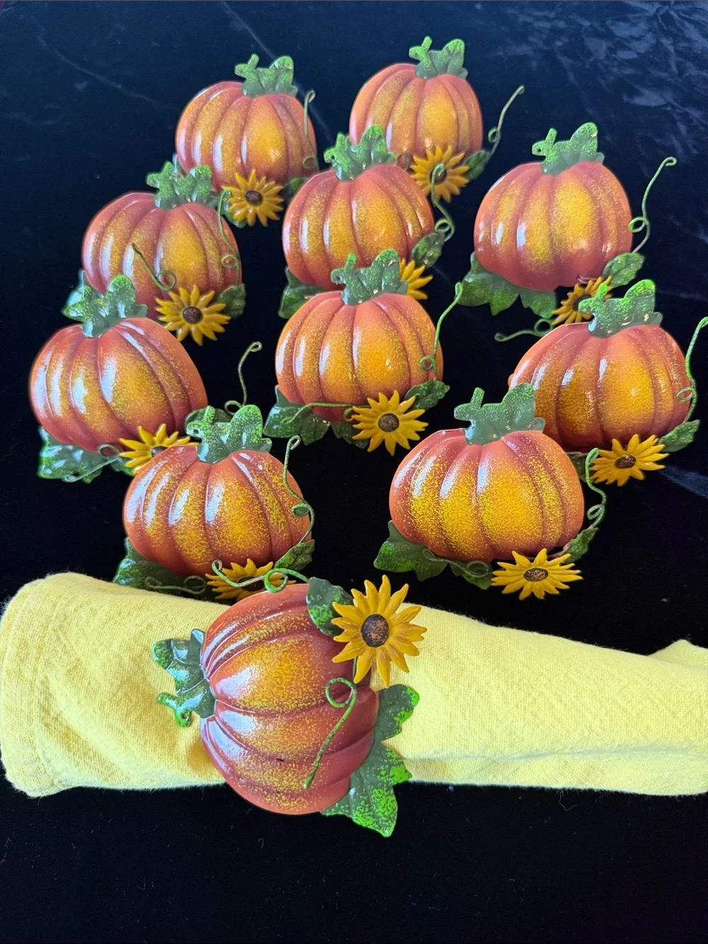 Pumpkin and Sunflower Napkin Rings (Set of 11)